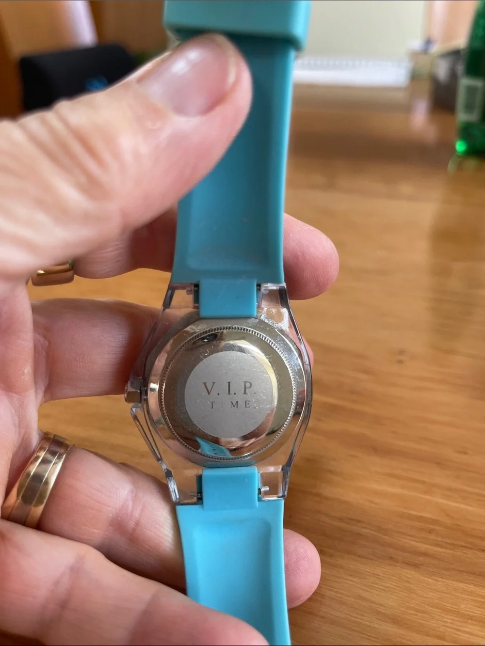 VIP Turquoise Silicone Strap Wristwatch with Silver Bezel